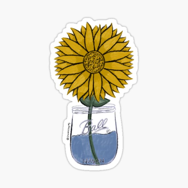 "Sunflower Mason Jar Sticker " Sticker for Sale by nomnomjawmar Redbubble