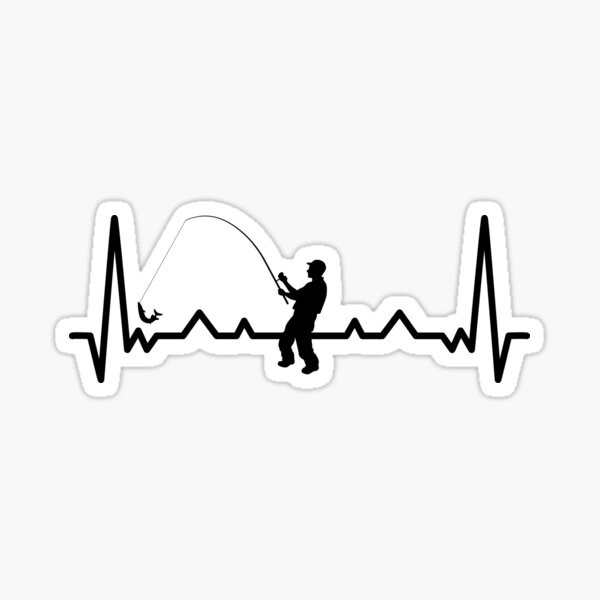 Fishing Heartbeat Sticker Decal, Fisherman Sticker, Outdoors Decal