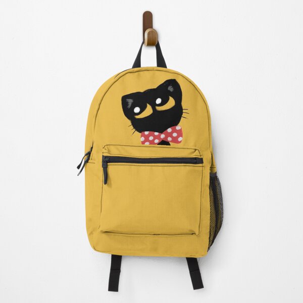 Item preview, Black Cat Wearing Red Bow Tie on Mustrad Color Background designed and sold by choyartworks.