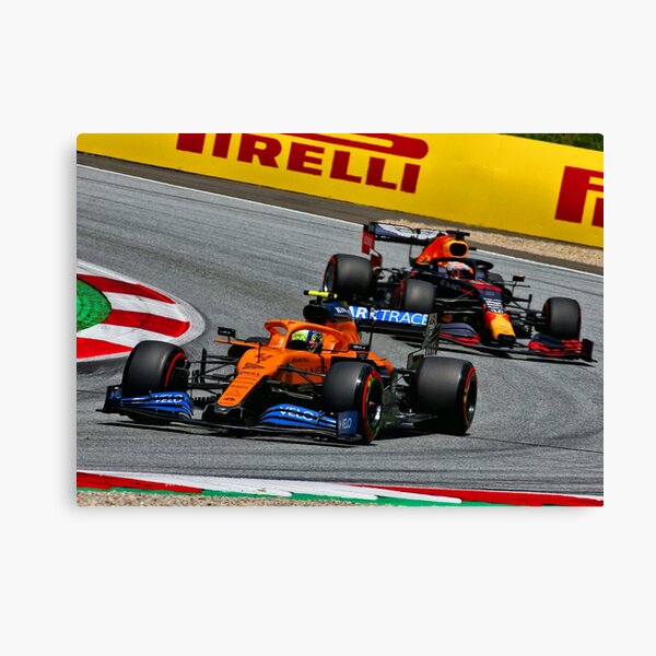Lando Norris fighting with Max Verstappen during the 2020 Austrian Grand Prix Canvas Print
