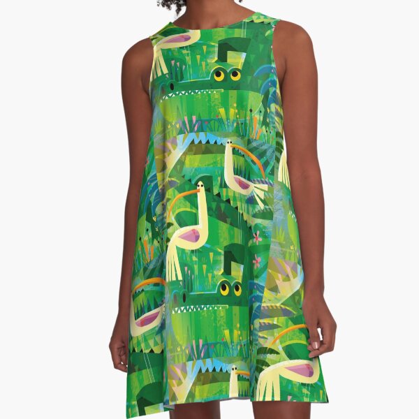 Croc and birds A-Line Dress