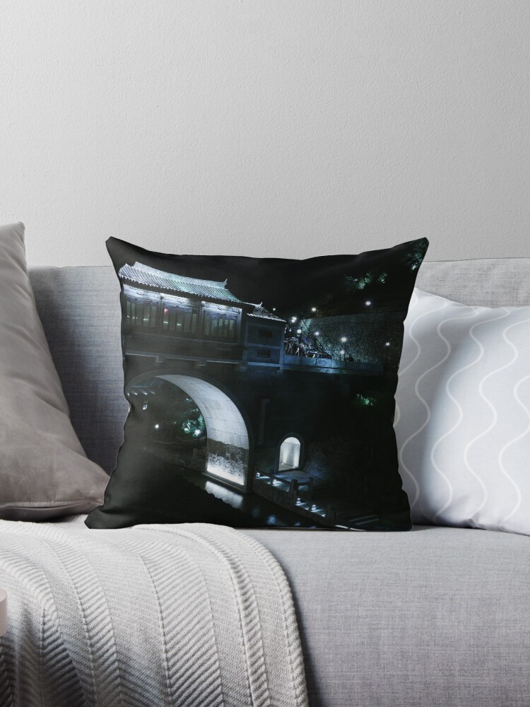 Thumbnail 1 of 3, Throw Pillow, Simatai (司马台) Great Wall of China at night. designed and sold by NebularNerd.