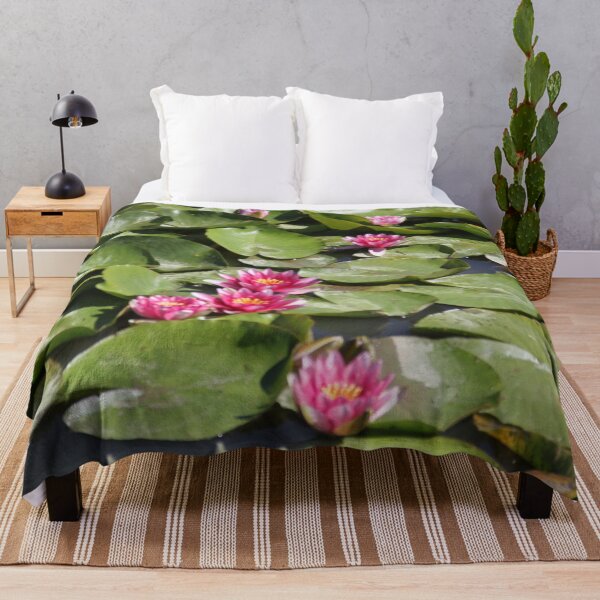 Item preview, Pink water lilies flowers and leaves designed and sold by EstelleRossetti.