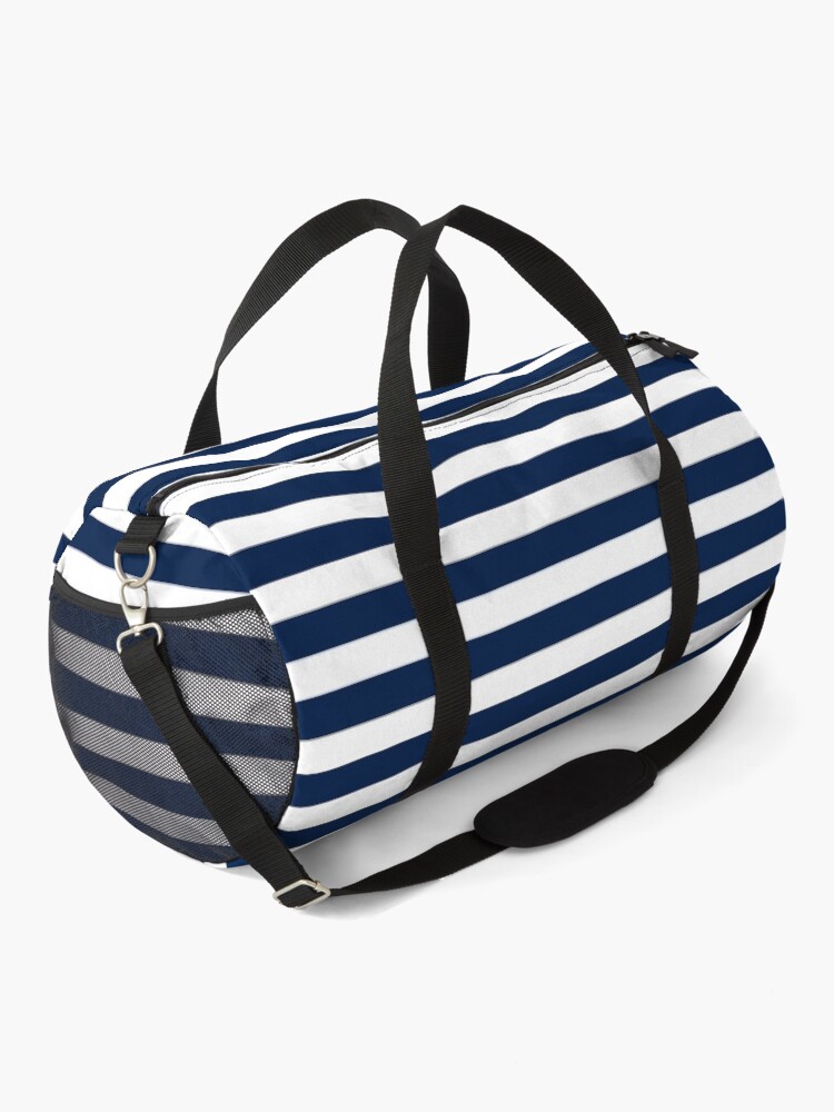 "Striped Navy Blue" Duffle Bag by missstriped Redbubble