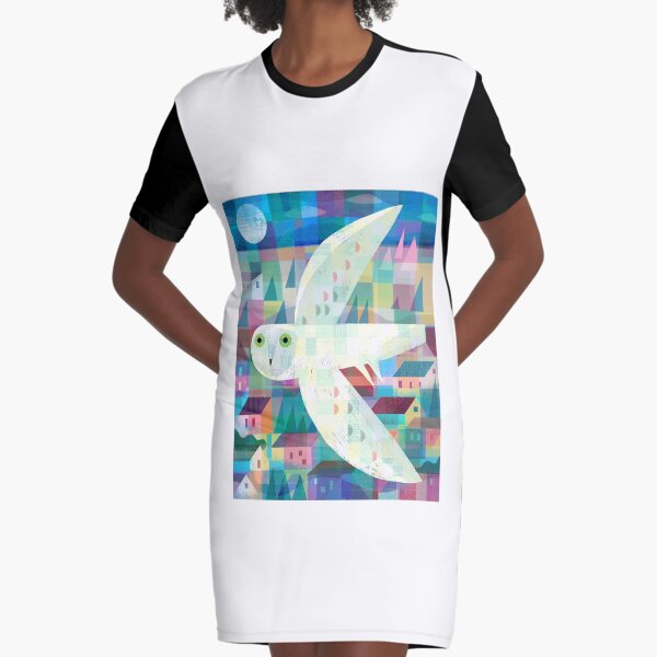 Owl over Town Graphic T-Shirt Dress