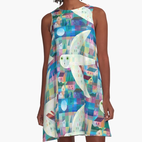 Owl over Town A-Line Dress