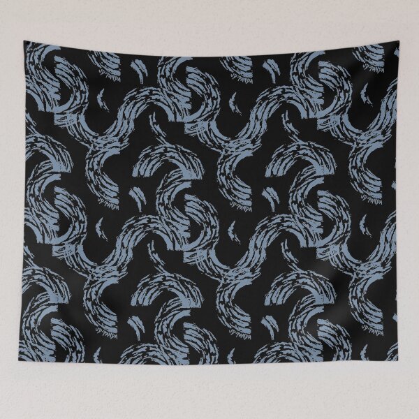 Item preview, Tossed Semi-Circles Linoleum Block Print in Faded Denim designed and sold by JD-PANDA.