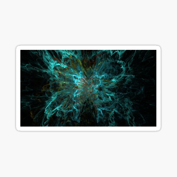 Explosive Blue Butterfly Fractal Artwork Sticker