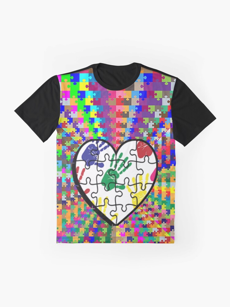Autism Awareness & Support Puzzle Pieces, Heart Graphic Art Design face  masks, Phone Cases, Apparel & Gifts | Poster