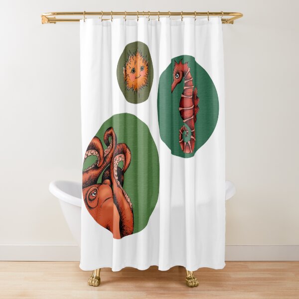 Sea creature bubbles Shower Curtain