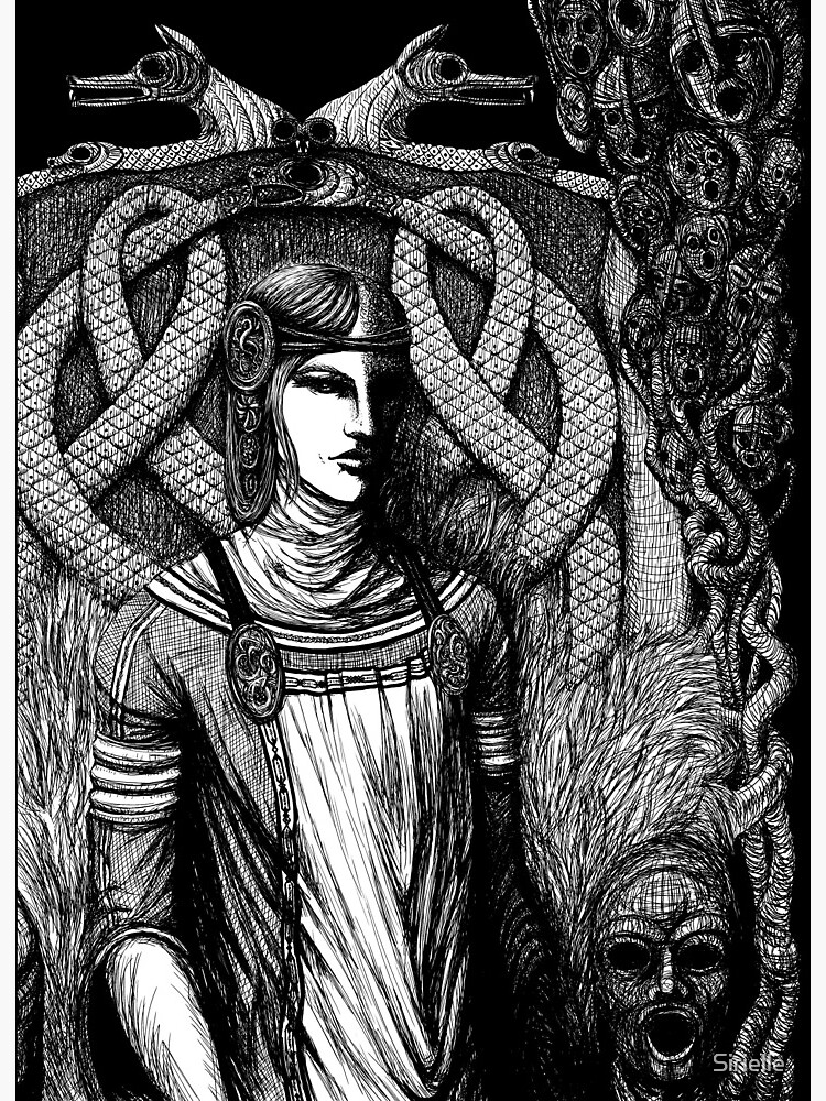 Thumbnail 2 of 2, Art Board Print, Hel, Goddess of Underworld (2014) designed and sold by Sirielle.