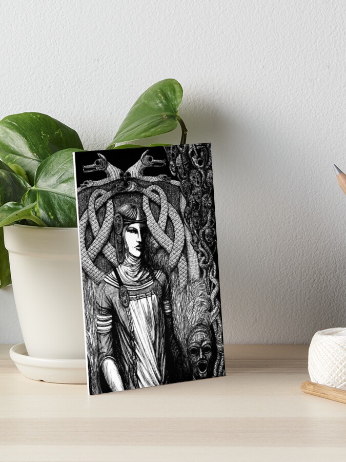 Thumbnail 1 of 2, Art Board Print, Hel, Goddess of Underworld (2014) designed and sold by Sirielle.