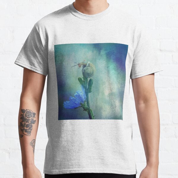 Colorful blue flower with snail Classic T-Shirt