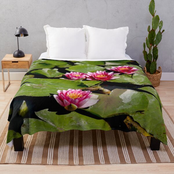 Item preview, Pink water lilies flowers and leaves designed and sold by EstelleRossetti.