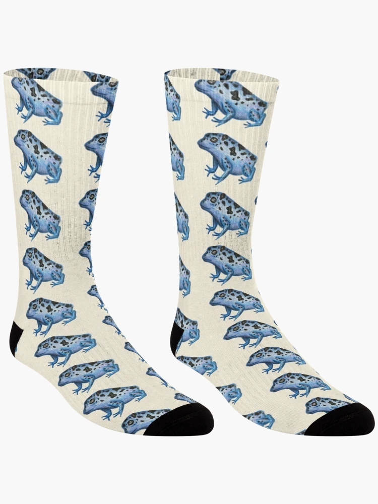 Thumbnail 3 of 5, Socks, Blue Frog Pattern designed and sold by CreativeDragon1.