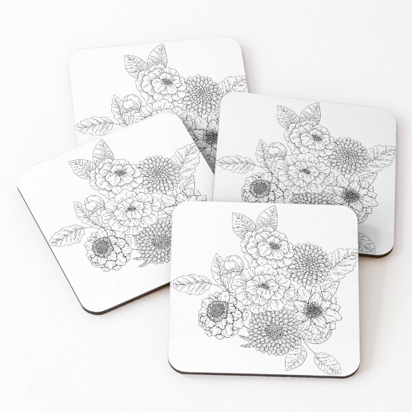 Artikelvorschau, Schwarzweiss-Blumenmuster entworfen und verkauft von Artsy Corner.