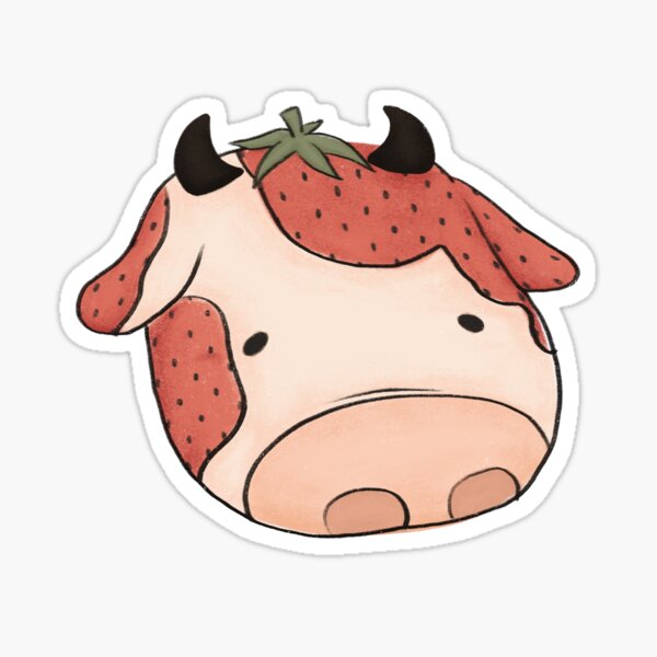 Strawberry Cow Cute Pink Cow Trend Kawaii Otaku Art Print by Tee Llama