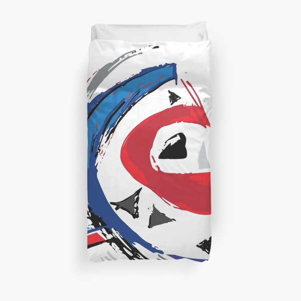 blanc et bleu. Housse de couette