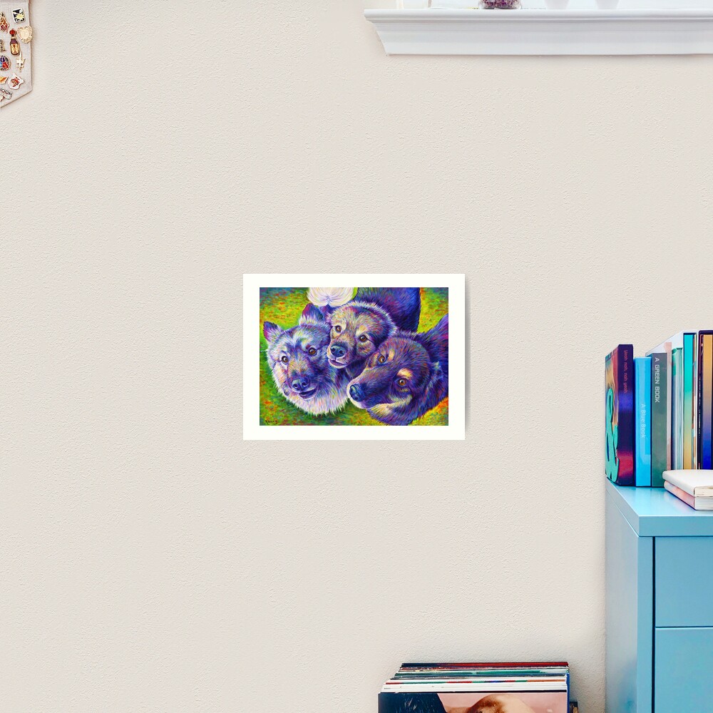 Three Amigos Colorful Dogs Art Print