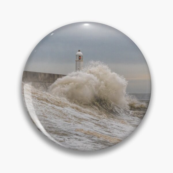 Item preview, Porthcawl seafront lighthouse, big waves in a storm designed and sold by iCimages.net.