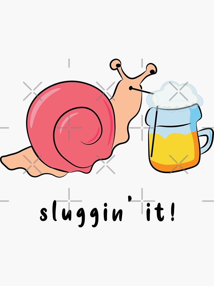 "Kawaii Snail slugging Beer, Snail Drinking beer" Sticker for Sale by
