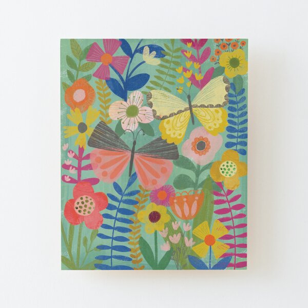 Butterfly Garden Wood Mounted Print