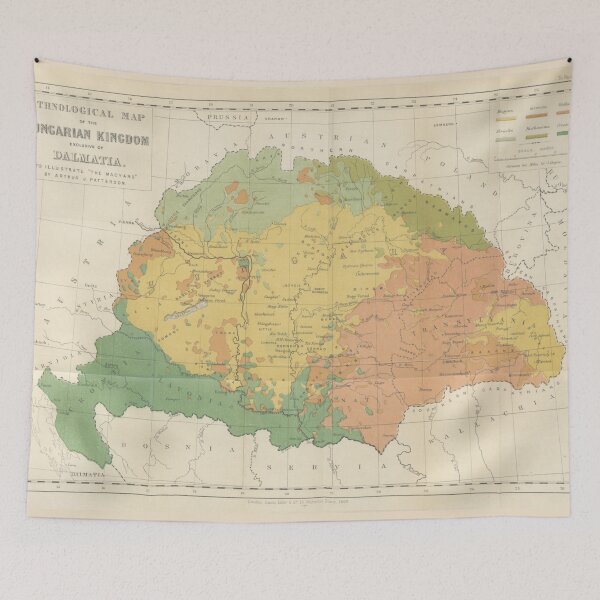 Item preview, Vintage Hungary Ethnological Map (1869) designed and sold by BravuraMedia.