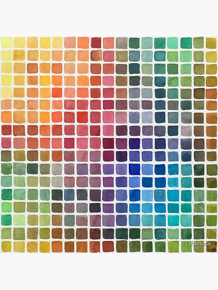 Watercolor Mixing Chart -QOR Watercolors Sticker for Sale by cifamose