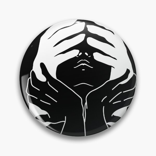 Item preview, The multiple hands that cover the eyes of the being/ white on black / white line designed and sold by Mariuki Flow.