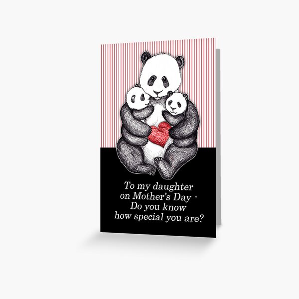 To my daughter on Mother's Day, panda illustration. Greeting Card