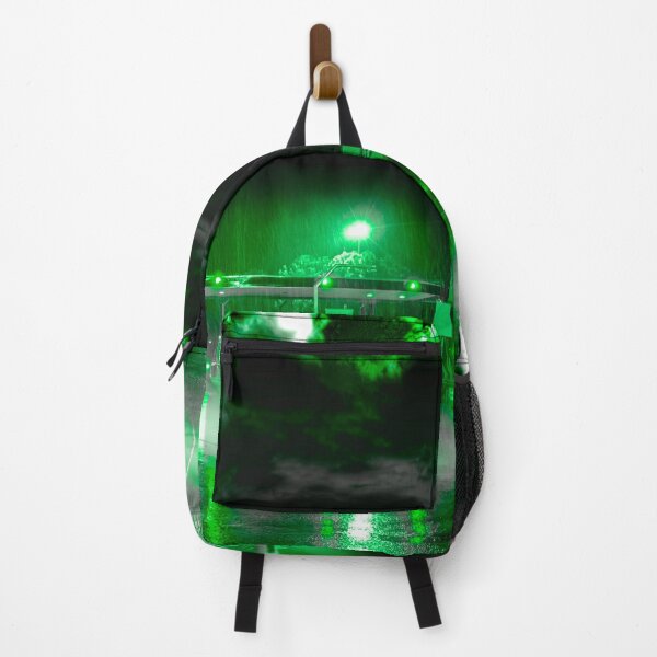 Item preview, Highway Tolls At Night In The Rain Green Reflections On Asphalt Monochromatic Art designed and sold by Flavio Vieri.
