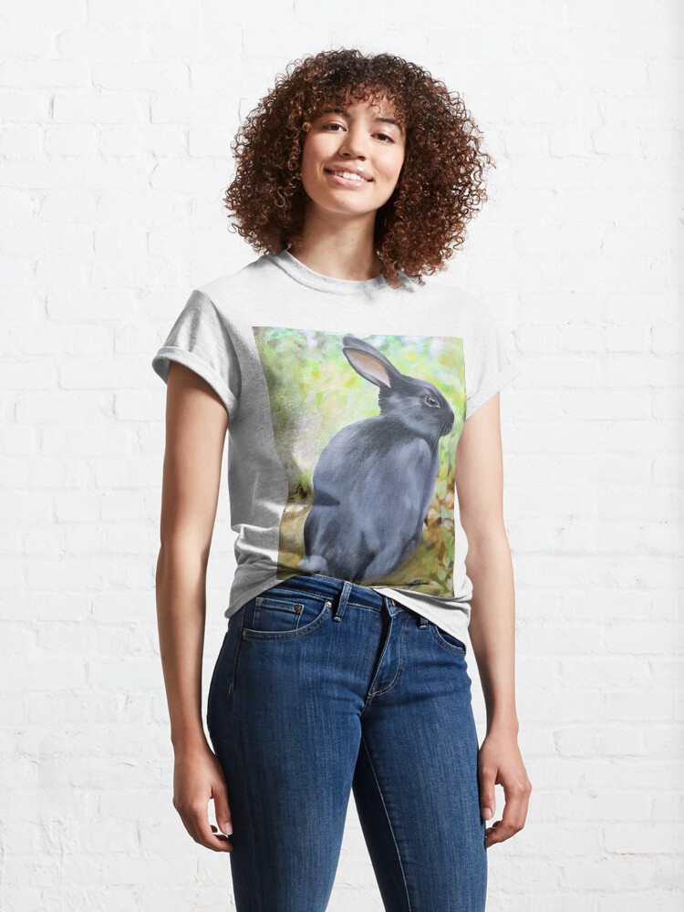 Alternate view of Black Rabbit In The Forest Classic T-Shirt