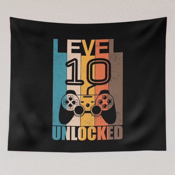 Item preview, Level 10 unlocked Vintage 10th birthday gamer gift designed and sold by kader85.