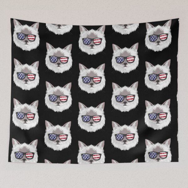 Item preview, Patriotic Birman Cat Kitty Merica American Flag designed and sold by fatamyfan1.