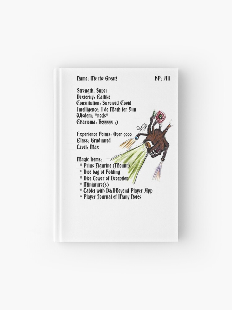 Dungeons And Dragons Character Sheet Ft Gary Hardcover Journal By Madclergy Redbubble