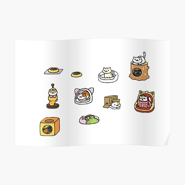 neko atsume sticker collection Poster