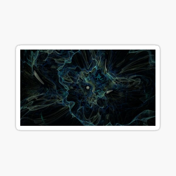 Wavy Yellow/Blue Star Abstract Fractal Art Sticker