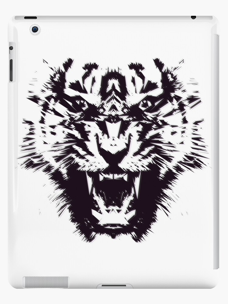 Black And White Abstract Jagged Angry Tiger Ipad Case Skin By