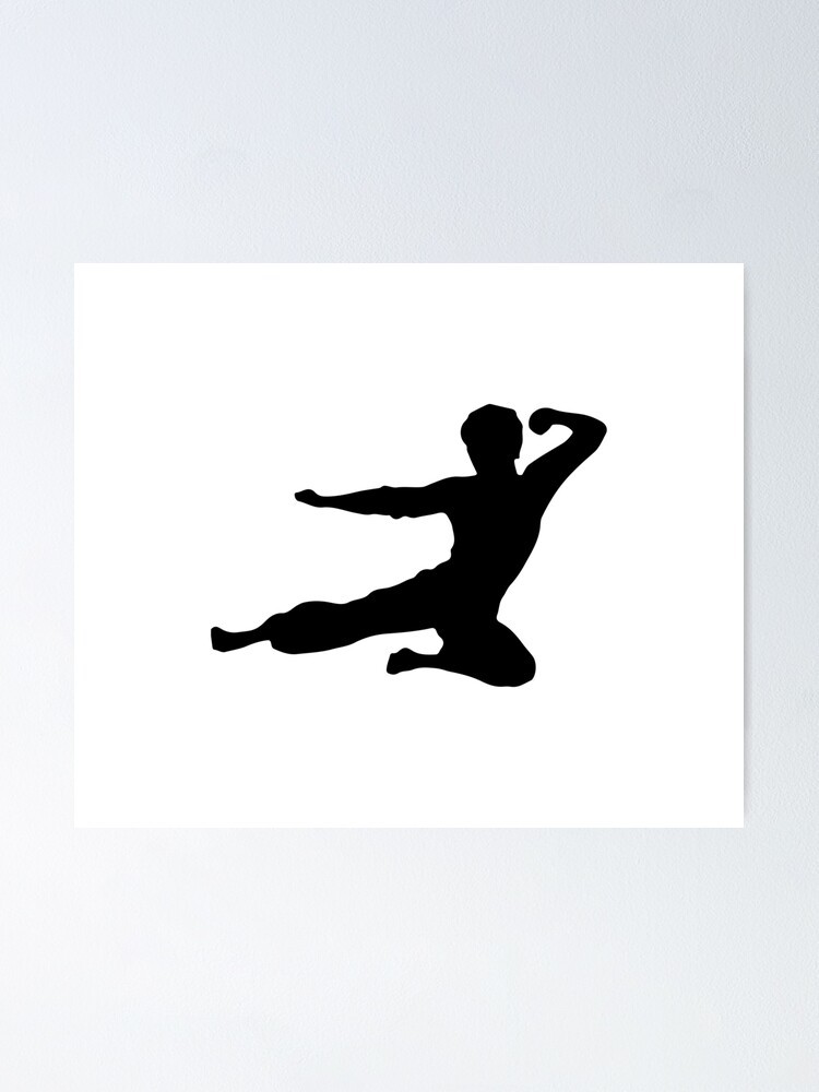 Kung Fu Bruce Lee Style Fly Kick Logo Poster By Mrsupicku Redbubble