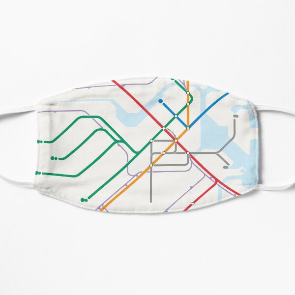 Simple Boston T MBTA transit map Flat Mask