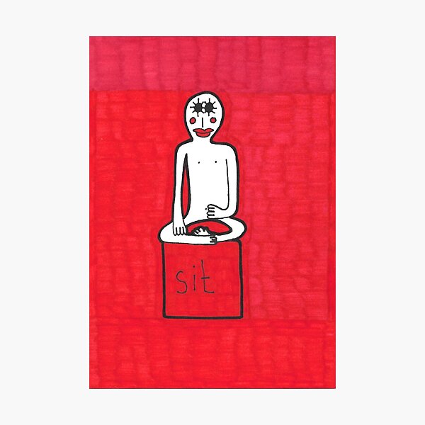 Sit. Red Meditation Man Photographic Print