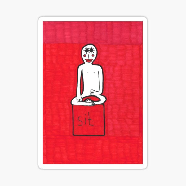 Sit. Red Meditation Man Sticker