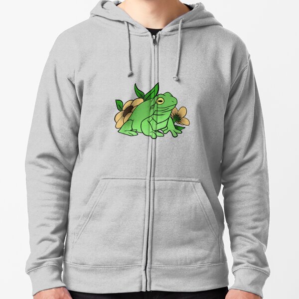 Frog with flowers Zipped Hoodie