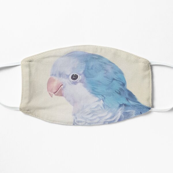 Blue Quaker - pet bird portrait painting Flat Mask