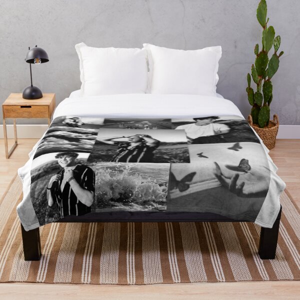 noah beck black and white collage Throw Blanket
