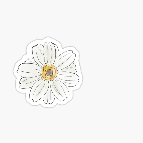 White Zinnia Flower Sticker