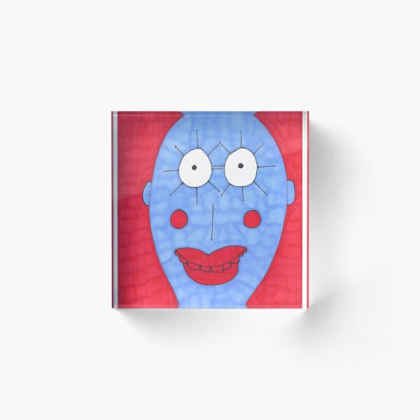 Blue and Red Man Acrylic Block