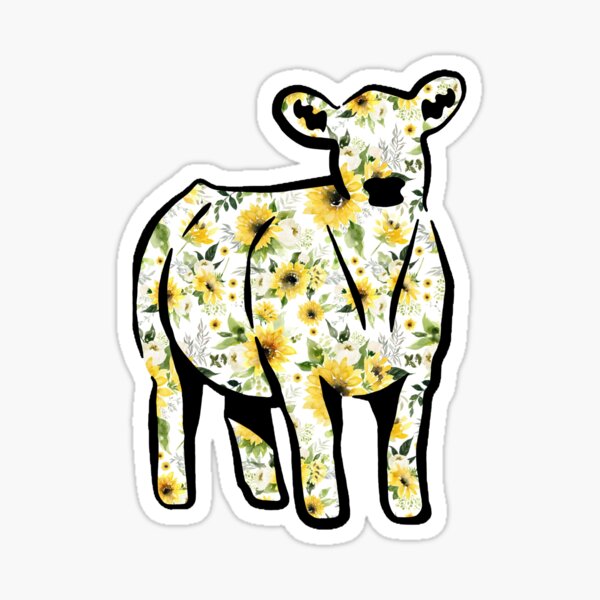 Vista previa del artículo con la obra «Silueta de vaca floral de girasol acuarela - NO PARA REVENTA SIN PERMISO», diseñado y vendido por l-oh.