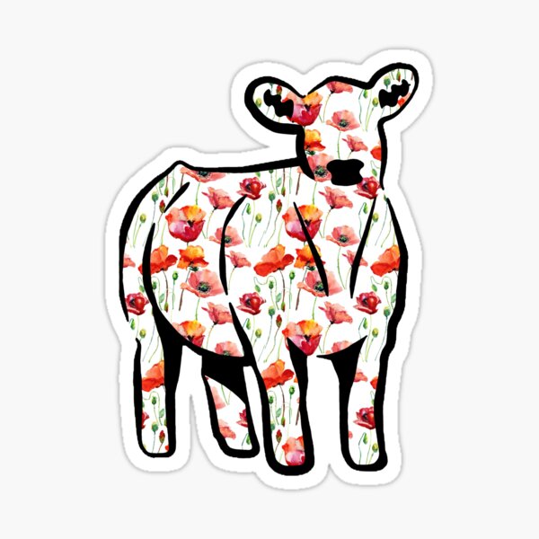 Vista previa del artículo con la obra «Silueta de vaca floral amapola acuarela - NO PARA REVENTA SIN PERMISO», diseñado y vendido por l-oh.