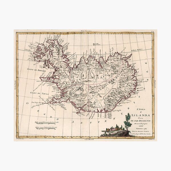 Item preview, Vintage Map of Iceland (1781) designed and sold by BravuraMedia.